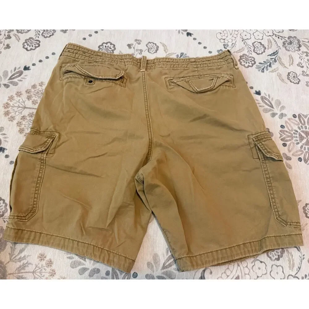 Hollister Mens Cargo Shorts 2PK Size 38 Khaki Heavy Cotton Utility Y2K Gorpcore